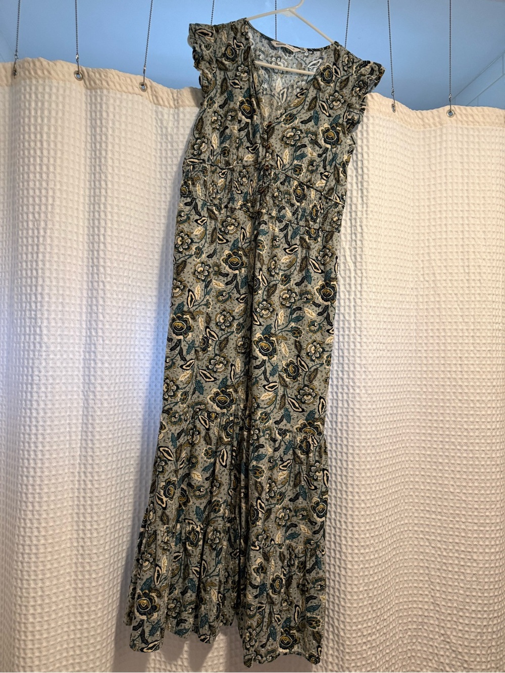 Sonoma Floral Maxi Dress in Teal, Cream, and Black